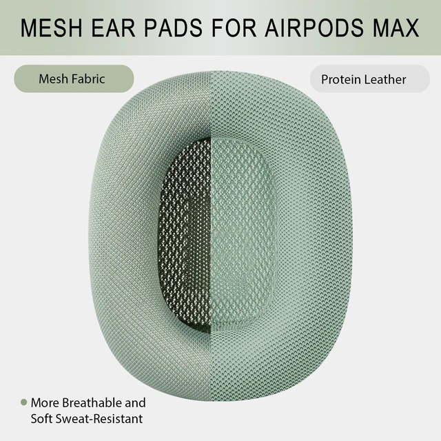 Alt view image 7 of 7 - Upgraded Ear Cushions Replacement Earpads for AirPods Max 1 & 2 Headphones, Mesh Fabric Ear Pads Ear Covers Cups with Memory Foam and Magnet for AirPods Max (Green)