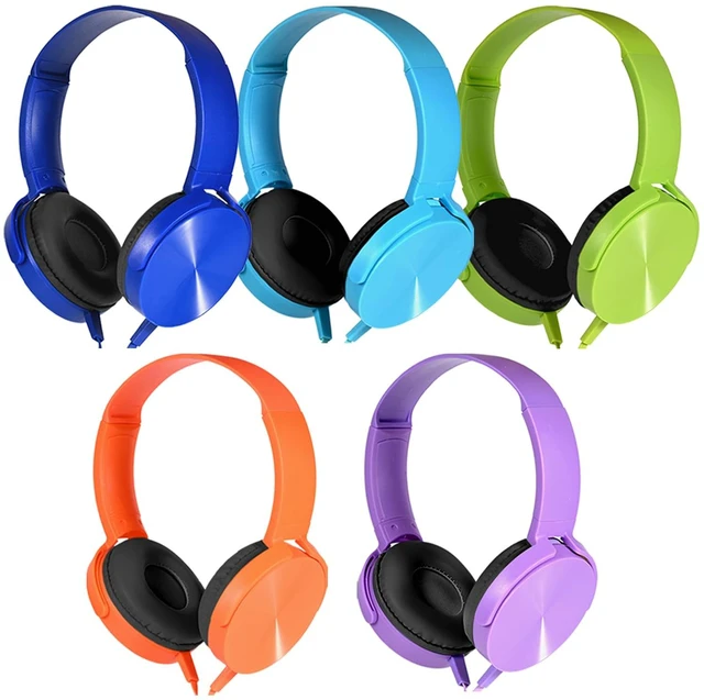 Main image of Kids Headphones Bulk 5 Pack for School Classroom K-12, Wholesale Class Set Durable Earphones for Students Children Toddler Teens Boys Girls and Adult (HY450, 5 Mixed)