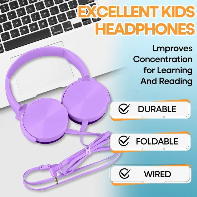 Alt view image 4 of 7 - Kids Headphones Bulk 5 Pack for School Classroom K-12, Wholesale Class Set Durable Earphones for Students Children Toddler Teens Boys Girls and Adult (HY450, 5 Mixed)