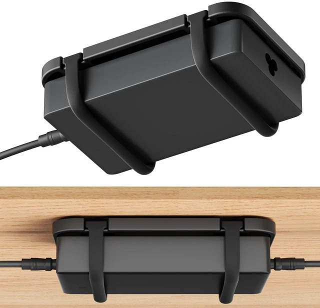 Main image of Upgraded Laptop Charger Holder,Adjustable Silicone Strap Power Brick Organizer With Heat Dissipation,Under Desk Cable Management Mount For Most Power Adapters,Chargers, Included Screws & Adhesive