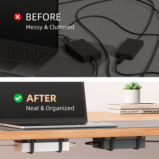 Alt view image 6 of 7 - Upgraded Laptop Charger Holder,Adjustable Silicone Strap Power Brick Organizer With Heat Dissipation,Under Desk Cable Management Mount For Most Power Adapters,Chargers, Included Screws & Adhesive