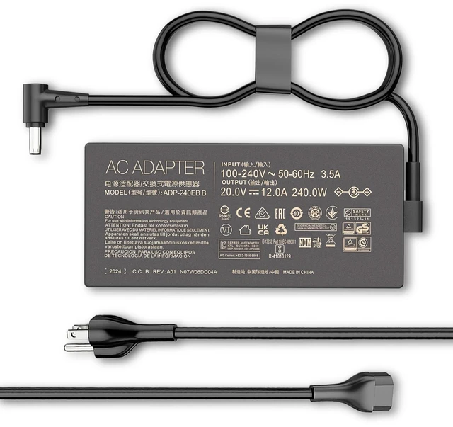 Main image of 240W ADP-240EB B Charger for ASUS ROG Zephyrus Gaming G14 G16 M16 Laptop Zephyrus Gaming G14 G16 M16 Duo 15 TUF Gaming F15 A15 A17 F17 ROG Strix G15 G17 G16 Scar 15 17 a20-240p1a Power Supply Cord