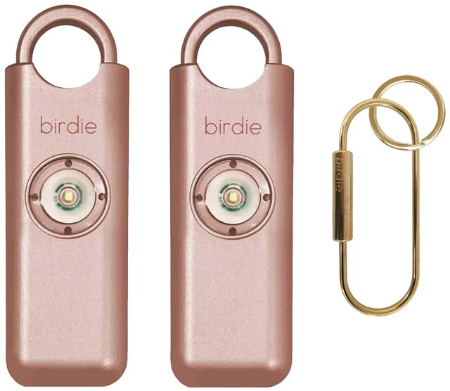 Main image of Shes BirdieThe Original Personal Safety Alarm for Women by WomenLoud Siren, Strobe Light and Key Chain in a Variety of Colors (Metallic Rose, 2 Pack)