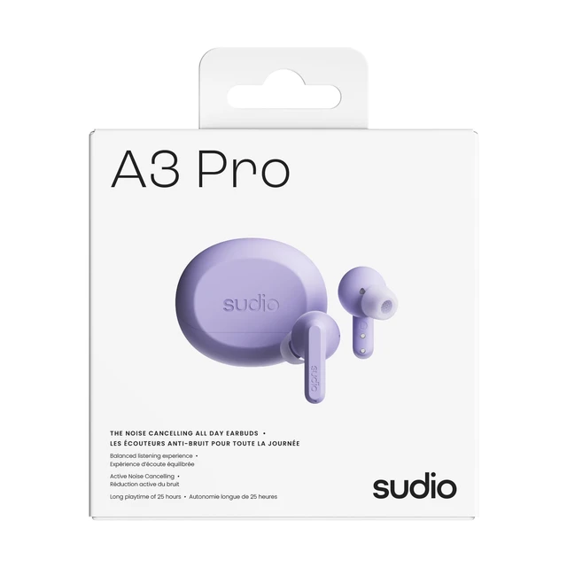 Alt view image 7 of 7 - A3 Pro Noise Cancelling Earbuds 25H Playtime, ANC, Multipoint Bluetooth 5.4, Clear Calls, IPX4 Sweat & Splash Resistant, USB-C Charging, Made from Recycled Plastics (Purple)