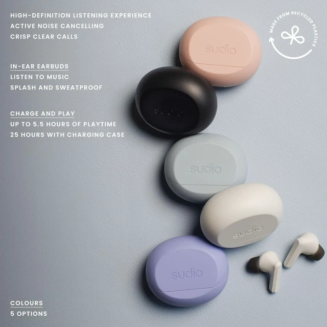 Alt view image 6 of 7 - A3 Pro Noise Cancelling Earbuds 25H Playtime, ANC, Multipoint Bluetooth 5.4, Clear Calls, IPX4 Sweat & Splash Resistant, USB-C Charging, Made from Recycled Plastics (Purple)