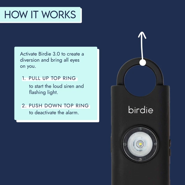 Alt view image 3 of 7 - Shes BirdieThe Original Personal Safety Alarm for Women by WomenLoud Siren, Strobe Light and Key Chain in a Variety of Colors (Charcoal, 2 Pack)