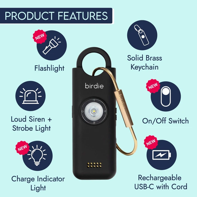 Alt view image 2 of 7 - Shes BirdieThe Original Personal Safety Alarm for Women by WomenLoud Siren, Strobe Light and Key Chain in a Variety of Colors (Charcoal, 2 Pack)