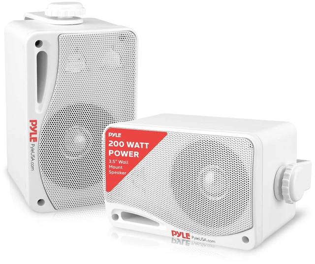 Main image of Outdoor Waterproof Wireless Bluetooth Speaker - 3.5 Inch Pair 3-way Active Passive Weatherproof Wall, Ceiling Mount Dual Speakers System w/ Heavy Duty Grill, Patio, Indoor Use -PDWR42WBT (White)