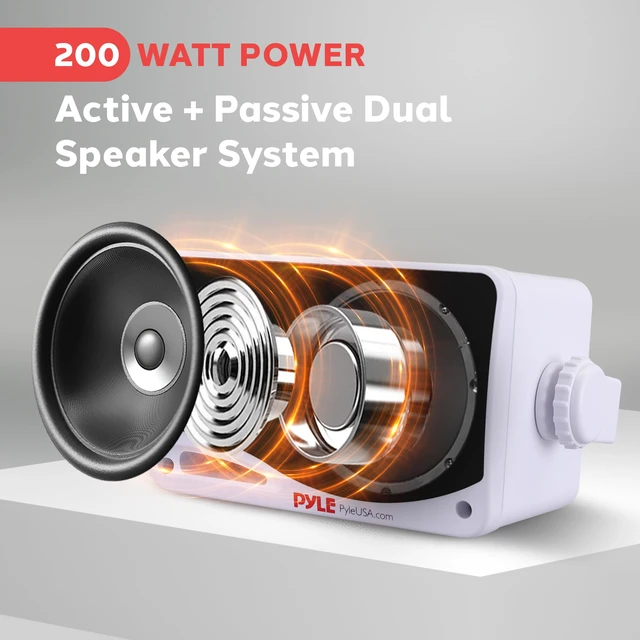 Alt view image 3 of 7 - Outdoor Waterproof Wireless Bluetooth Speaker - 3.5 Inch Pair 3-way Active Passive Weatherproof Wall, Ceiling Mount Dual Speakers System w/ Heavy Duty Grill, Patio, Indoor Use -PDWR42WBT (White)