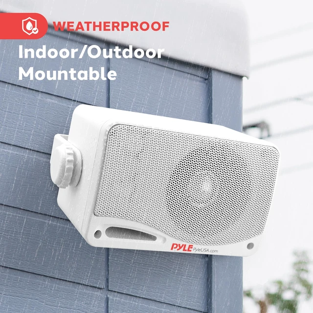 Alt view image 5 of 7 - Outdoor Waterproof Wireless Bluetooth Speaker - 3.5 Inch Pair 3-way Active Passive Weatherproof Wall, Ceiling Mount Dual Speakers System w/ Heavy Duty Grill, Patio, Indoor Use -PDWR42WBT (White)