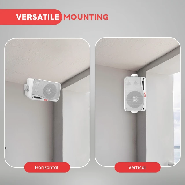 Alt view image 6 of 7 - Outdoor Waterproof Wireless Bluetooth Speaker - 3.5 Inch Pair 3-way Active Passive Weatherproof Wall, Ceiling Mount Dual Speakers System w/ Heavy Duty Grill, Patio, Indoor Use -PDWR42WBT (White)