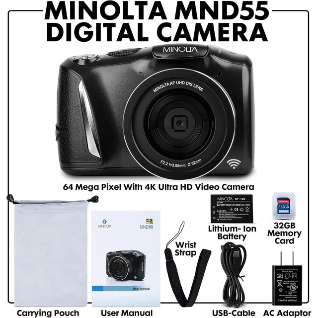Alt view image 2 of 7 - MND55 64MP 4K Ultra HD Wi-Fi Digital Camera - Black Capture sharp HD video with an easy-to-use touchscreen and versatile zoom for everyday recording