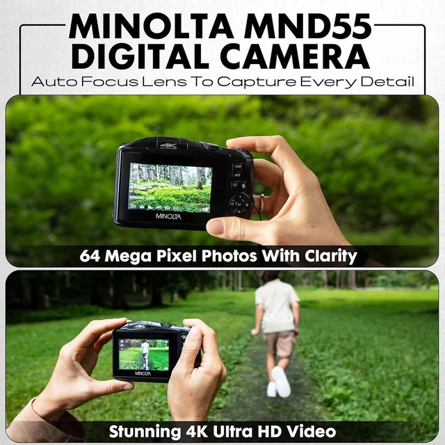 Alt view image 3 of 7 - MND55 64MP 4K Ultra HD Wi-Fi Digital Camera - Black Capture sharp HD video with an easy-to-use touchscreen and versatile zoom for everyday recording