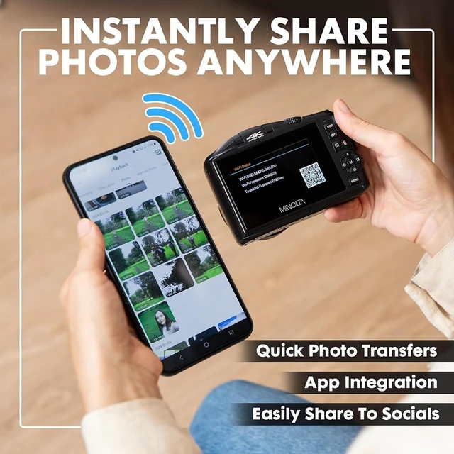 Alt view image 6 of 7 - MND55 64MP 4K Ultra HD Wi-Fi Digital Camera - Black Capture sharp HD video with an easy-to-use touchscreen and versatile zoom for everyday recording