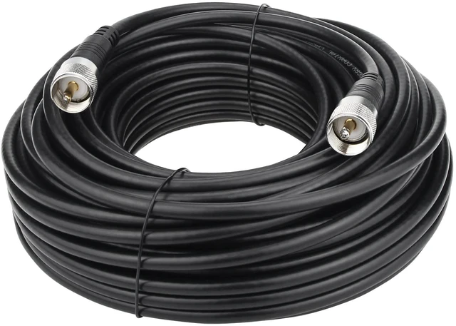 Main image of RG8x Coaxial Cable 100 ft, CB Radio Antenna Coax Cable UHF PL259 Male to Male Low Loss CB 50 Ohm for HAM Radio, Antenna Analyzer, Dummy Load, SWR Meter