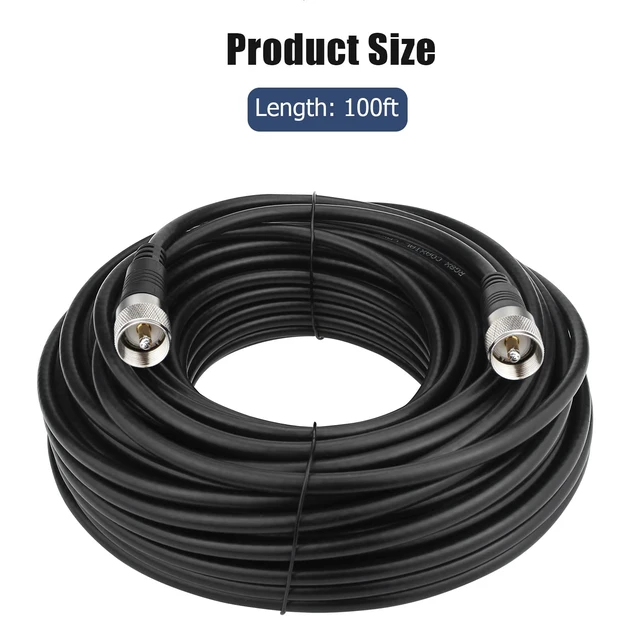 Alt view image 5 of 6 - RG8x Coaxial Cable 100 ft, CB Radio Antenna Coax Cable UHF PL259 Male to Male Low Loss CB 50 Ohm for HAM Radio, Antenna Analyzer, Dummy Load, SWR Meter