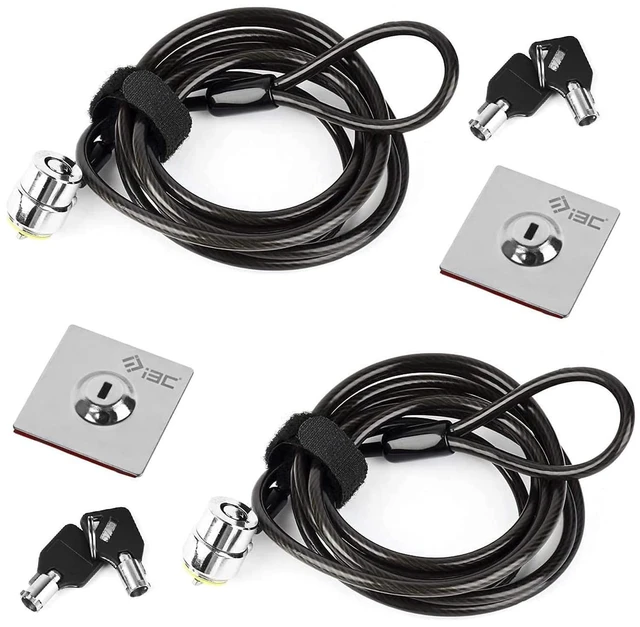 Main image of Laptop Cable Lock Hardware Security Cable Lock Anti Theft, Anchor Plate & 2 Keys Compatible with Notebooks Smart Phone Tablet Electronic Products (2 Pack)