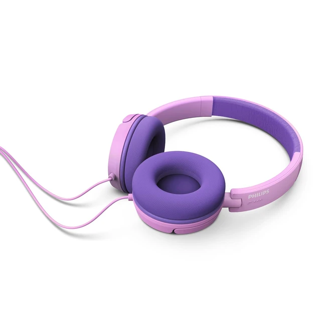 Alt view image 2 of 6 - K2019 Lightweight On-Ear Wired Kids Headphones - Built-in Mic, Safe Volume Limited, Foldable & Durable, Pink