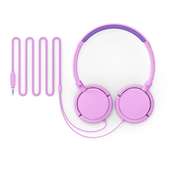 Alt view image 4 of 6 - K2019 Lightweight On-Ear Wired Kids Headphones - Built-in Mic, Safe Volume Limited, Foldable & Durable, Pink