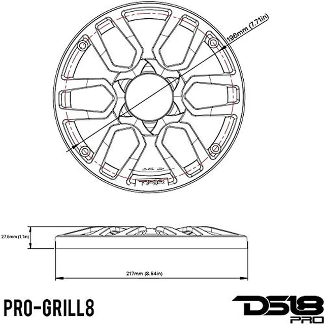 Alt view image 5 of 5 - PRO-GRILL8 Speaker Cover - 8-Inch Car Audio Plastic Universal Speaker Grill, Protect Your Speakers - Black - Set of 2
