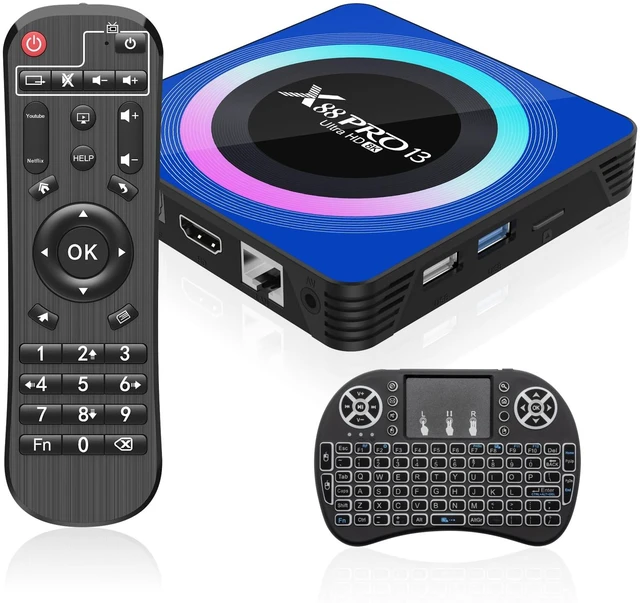 Main image of 8K Android TV Box 13.0, 4GB 64GB Quad Core Dual WiFi BT with Mini Keyboard 2.4GHz/5GHz Dual Band WiFi, 100M Ethernet LAN, Quad-Core Processor, 8K Ultra HD Output, Mini Keyboard Included