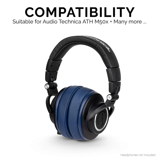 Alt view image 5 of 7 - Replacement Memory Foam Earpads for Large Over The Ear Headphones, Dark Blue