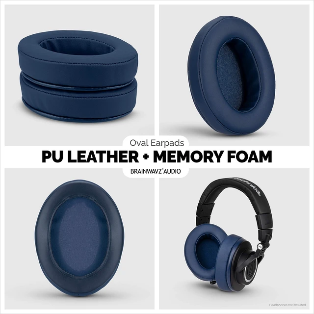 Alt view image 6 of 7 - Replacement Memory Foam Earpads for Large Over The Ear Headphones, Dark Blue