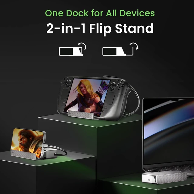 Alt view image 4 of 7 - GR10 HDMI 2.1 Steam Deck Dock USB4 Gaming Docking Station/Hub for TV ROG Ally/Legion GO/ TB4/ Moonlight 4K120Hz Compatible PD100W 2.5GbE-GeForce Now Flip Stand beCreatus