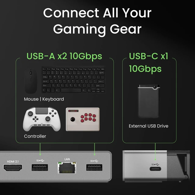 Alt view image 7 of 7 - GR10 HDMI 2.1 Steam Deck Dock USB4 Gaming Docking Station/Hub for TV ROG Ally/Legion GO/ TB4/ Moonlight 4K120Hz Compatible PD100W 2.5GbE-GeForce Now Flip Stand beCreatus