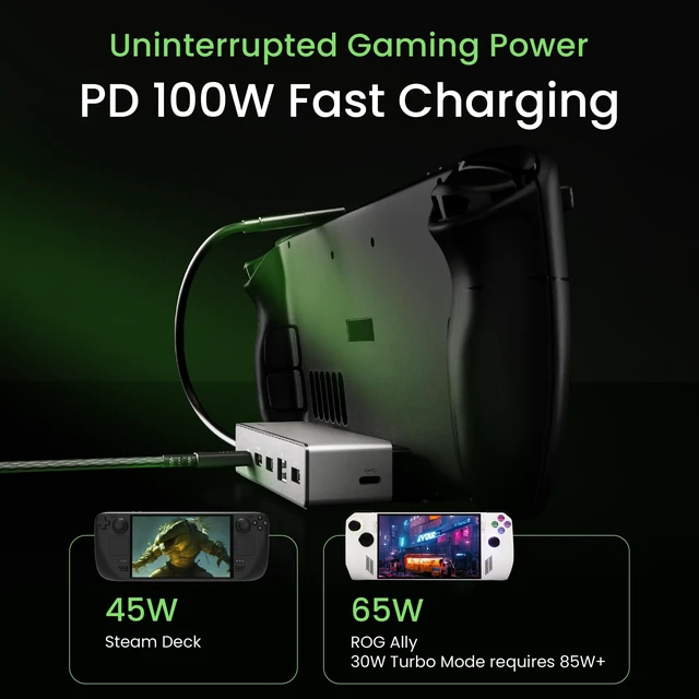 Alt view image 5 of 7 - GR10 HDMI 2.1 Steam Deck Dock USB4 Gaming Docking Station/Hub for TV ROG Ally/Legion GO/ TB4/ Moonlight 4K120Hz Compatible PD100W 2.5GbE-GeForce Now Flip Stand beCreatus