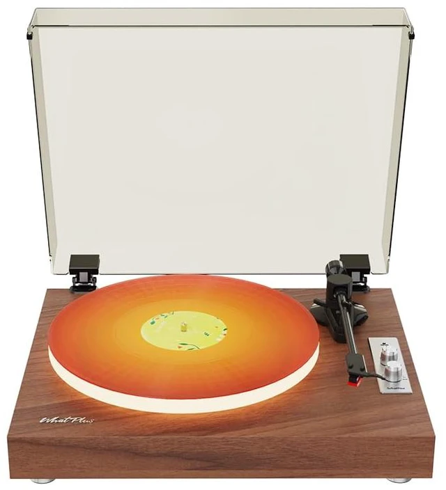 Main image of Bluetooth Record Player with Speakers and Illuminated Platter Vintage wooden design with RCA output and 3.5mm input, ideal for home listening and decor