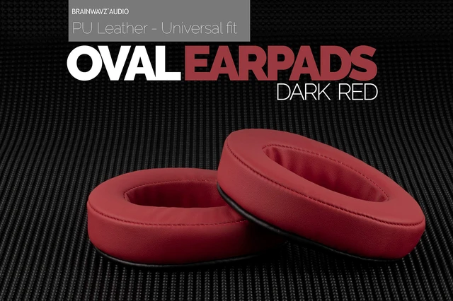 Alt view image 5 of 7 - Ear Pads for ATH M50X, M50XBT, M40X, M30X, HyperX, SHURE, Turtle Beach, AKG, ATH, Philips, JBL, Fostex Replacement Memory Foam Earpads & Fits Many Headphones (See List), Dark Red Oval