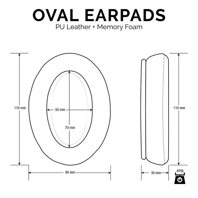 Alt view image 3 of 7 - Replacement Earpads for ATH M50X, M50BT, Steelseries Arctis, Pro Wireless & Stealth 600, HyperX Cloud, AKG, SHURE, Philips & Many More Headphones, Memory Foam Ear Pad Cushions, Black Oval