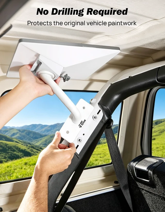 Alt view image 3 of 7 - Mount for Starlink Mini Compatible Only with 20182026 Wrangler 4-Door (JLU) Models (Only for Hard Top) Black (Patent Pending)