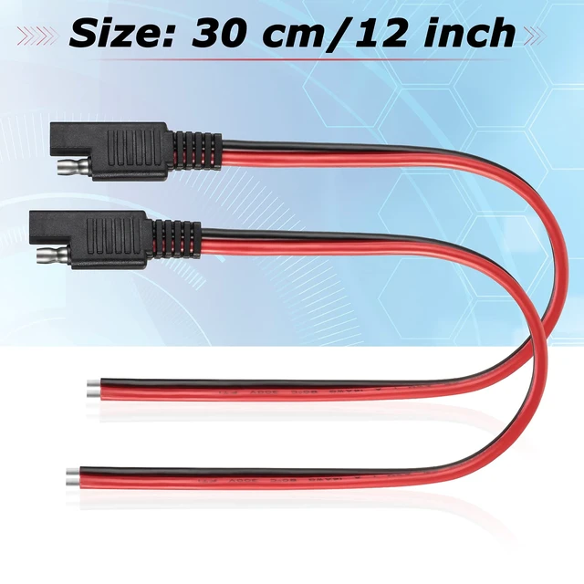 Alt view image 2 of 7 - 8 Pack 14 Awg 2 Pin SAE Quick Connectors Extension Cable 1FT 12V Connectors Disconnect Wire Harness with Single Plug for Motorcycle, Car, Solar Panel, Battery Charger and Automotive Use