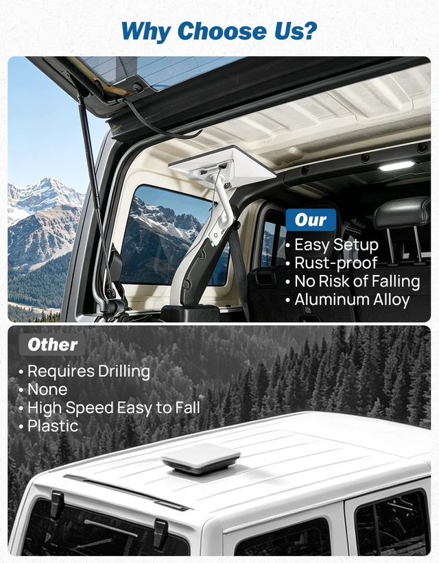 Alt view image 6 of 7 - Mount for Starlink Mini Compatible Only with 20182026 Wrangler 4-Door (JLU) Models (Only for Hard Top) Black (Patent Pending)