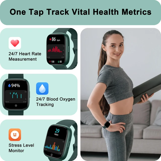 Alt view image 3 of 7 - Smart Watch Built-in Alexa, Answer & Make Calls, 1.83" Fitness Watch IP68 Waterproof, Heart Rate, Sleep & Stress Monitor, Step Counter Smartwatch for Women Men, Compatible with Android iOS