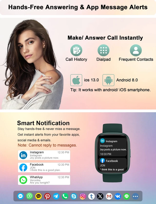 Alt view image 6 of 7 - Smart Watch Built-in Alexa, Answer & Make Calls, 1.83" Fitness Watch IP68 Waterproof, Heart Rate, Sleep & Stress Monitor, Step Counter Smartwatch for Women Men, Compatible with Android iOS