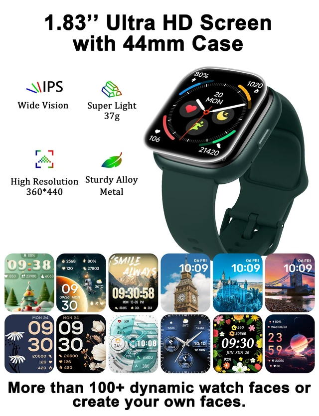 Alt view image 7 of 7 - Smart Watch Built-in Alexa, Answer & Make Calls, 1.83" Fitness Watch IP68 Waterproof, Heart Rate, Sleep & Stress Monitor, Step Counter Smartwatch for Women Men, Compatible with Android iOS