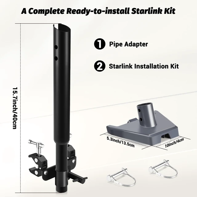 Alt view image 6 of 6 - Gen 3 Starlink Mount for RV Ladder & Roof Rack, Adjustable with Pipe Adapter for Pole/Roof/Camper/Railing Use, Compatible with Starlink Standard 4/4X/Gen 3
