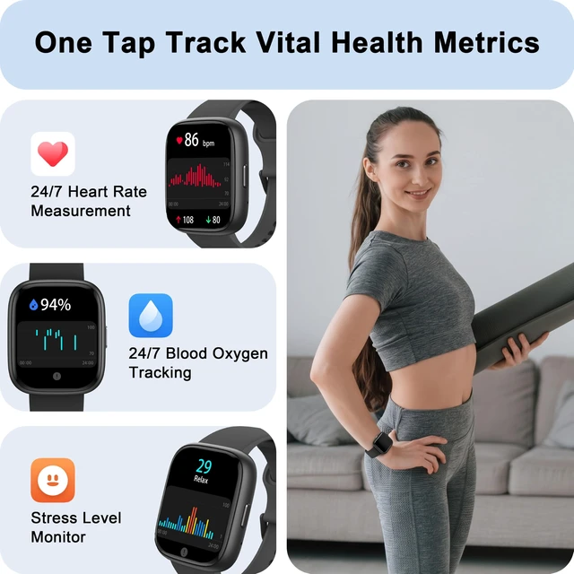 Alt view image 3 of 7 - Smart Watch Built-in Alexa, Answer & Make Calls, 1.83" Fitness Watch IP68 Waterproof, Heart Rate, Sleep & Stress Monitor, Step Counter Smartwatch for Women Men, Compatible with Android iOS