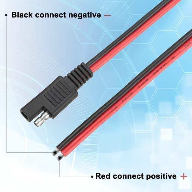Alt view image 5 of 7 - 8 Pack 14 Awg 2 Pin SAE Quick Connectors Extension Cable 1FT 12V Connectors Disconnect Wire Harness with Single Plug for Motorcycle, Car, Solar Panel, Battery Charger and Automotive Use