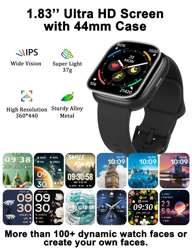 Alt view image 7 of 7 - Smart Watch Built-in Alexa, Answer & Make Calls, 1.83" Fitness Watch IP68 Waterproof, Heart Rate, Sleep & Stress Monitor, Step Counter Smartwatch for Women Men, Compatible with Android iOS