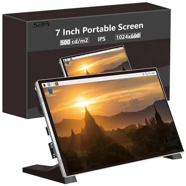 Alt view image 2 of 7 - 7-Inch Screen for Raspberry Pi, 1024x600 IPS LCD Display, HDMI Portable Monitor for Pi 5/4B/3B+/3B, Win11/10/8/7, Free-Driver