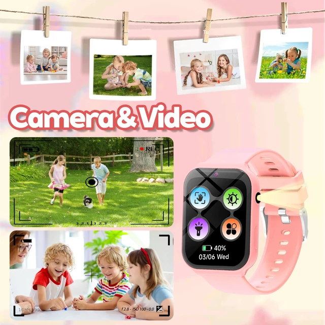 Alt view image 7 of 7 - Smart Watch for Kids, Kids Watch with 18 Puzzle Games Sleep 1.83" HD Touch Pedometer DIY Dial Alarm Clock Timer Stopwatch Calendar Flashlight No APP/Phone, 12/24 hr Gift for Kid Christmas Birthday