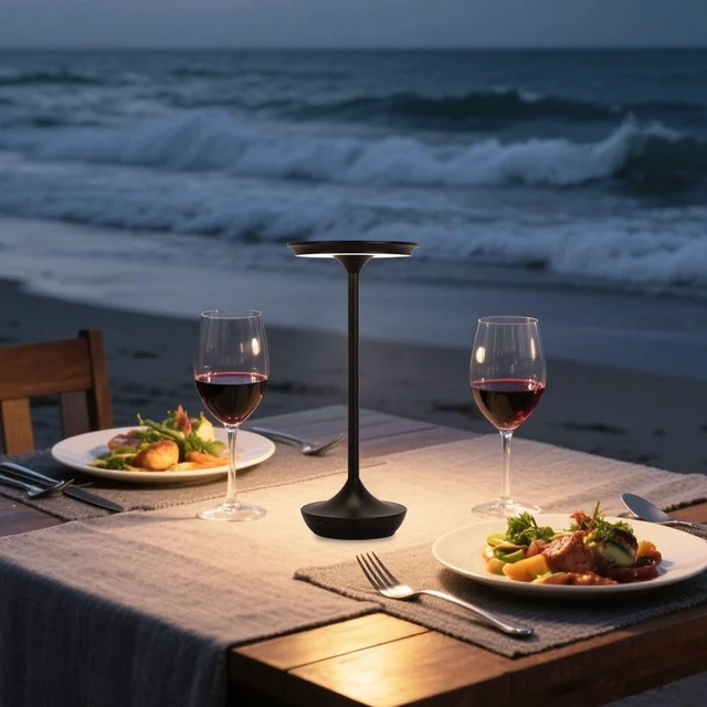 Alt view image 2 of 7 - Rechargeable Cordless Table Lamp, 6000mAh Battery Operated LED Table Lights,Touch Control - 3 Color Dimmable for Bedroom, Patio, Cofee, Outdoor,Dining Home,Restaurant&Living Room-Black