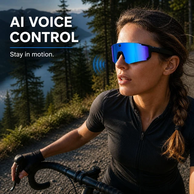 Alt view image 3 of 7 - AI Smart Glasses with 8MP Camera, Open-Ear Audio, Bluetooth 5.4 Real-time translation, photochromic lenses, voice assistant support, lightweight design, for travel, cycling, work