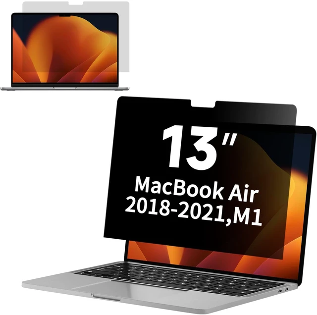 Main image of Privacy Screen for MacBook Air 13 Inch M1 (2018, 2019, 2020, 2021), Reduce Eye Strain Anti Glare Blue Light Laptop Privacy Screen Shield, Anti Scratch Protector for Mac 13In