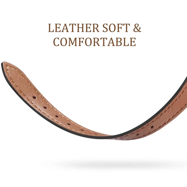 Alt view image 4 of 6 - Slim Leather Band,Brown/Rose Gold,For Fitbit Inspire 3 Compatible with Fitbit Inspire 3,Women,Top Grain Genuine Leather,Strap,Thin,Wristband,for Fitbit Inspire 2 1