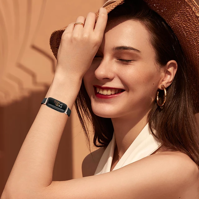 Alt view image 2 of 6 - Slim Leather Band,Black/Rose Gold,For Fitbit Inspire 3 Compatible with Fitbit Inspire 3,Women,Top Grain Genuine Leather,Strap,Thin,Wristband,for Fitbit Inspire 2 1